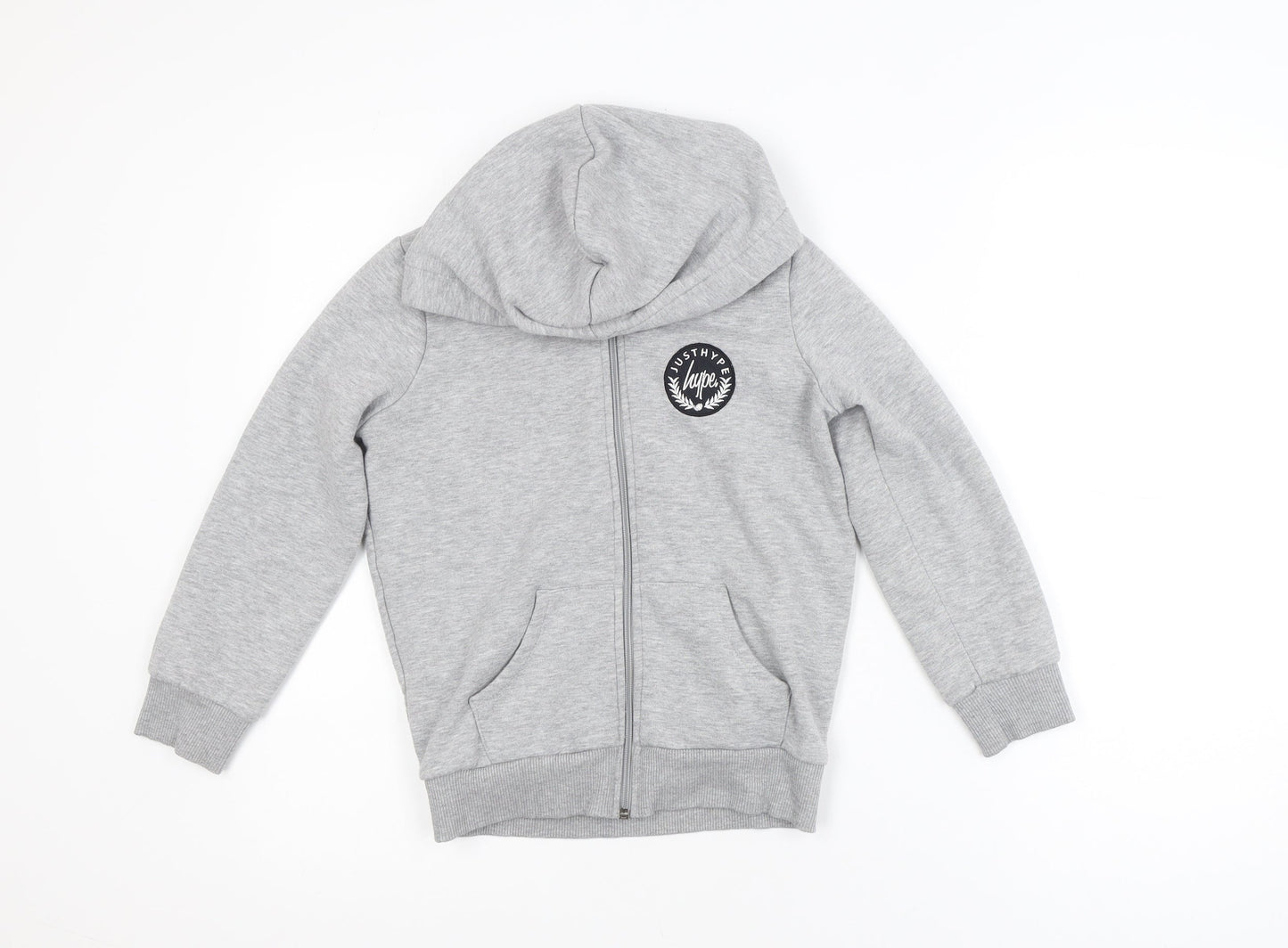 Hype Boys Grey Full Zip Hoodie Size 7 Years Cotton Blend Casual