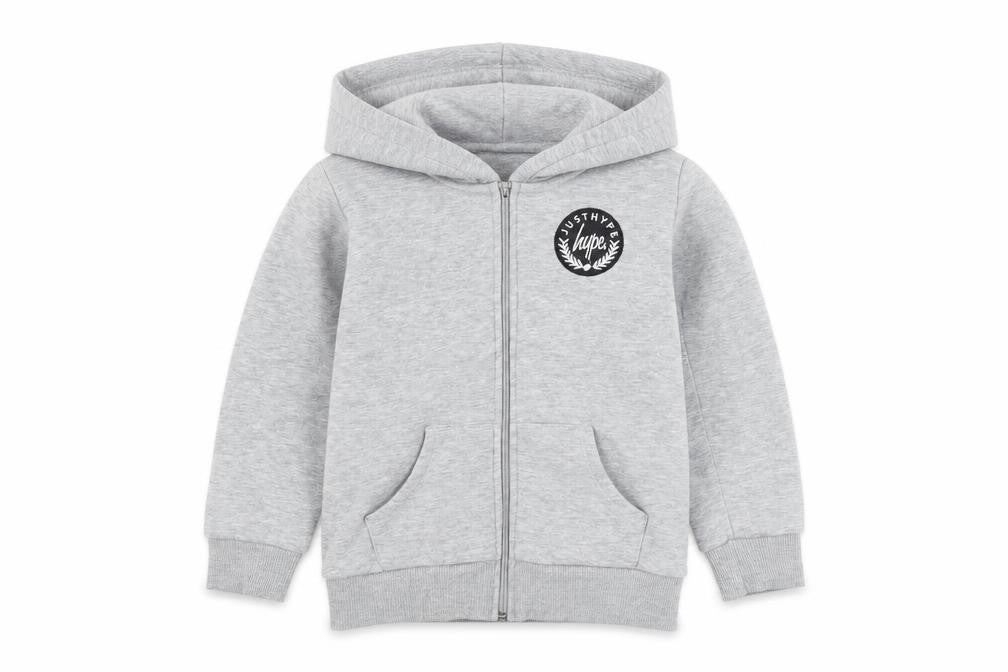 Hype Boys Grey Full Zip Hoodie Size 7 Years Cotton Blend Casual
