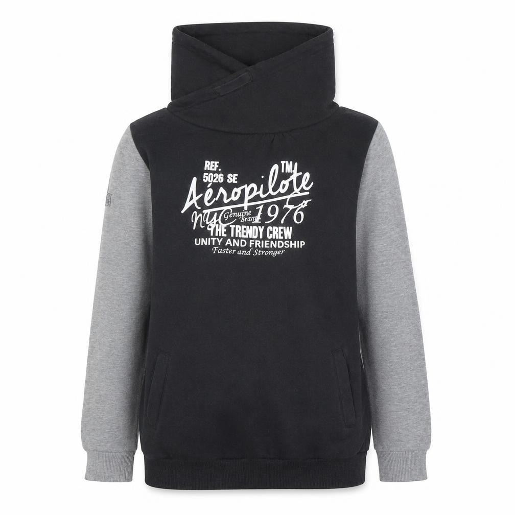 Aeropilote Teens Black Grey High Neck Pullover Sweatshirt 14 Plus