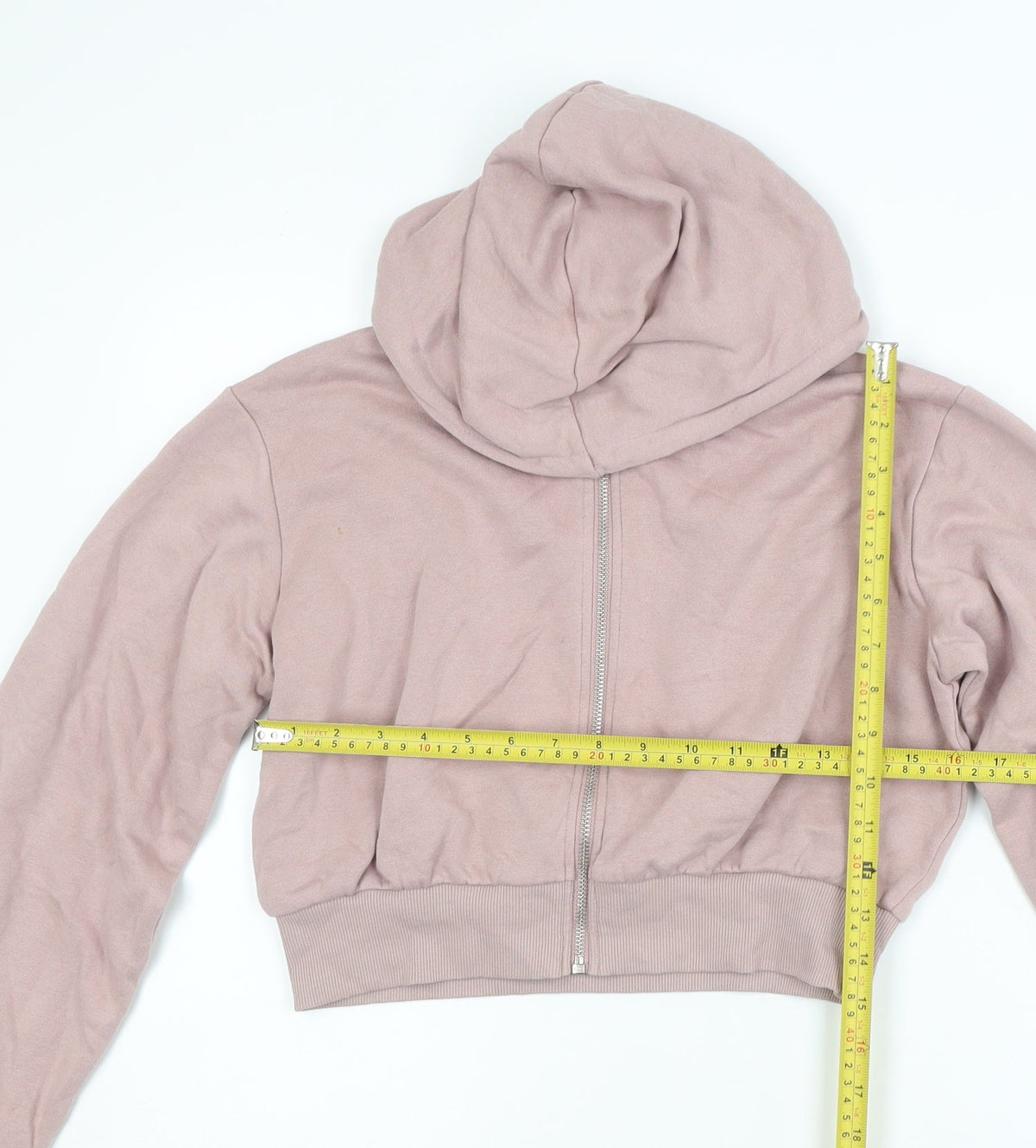 H&M Divided Womens Pink XS Cropped Hooded Full Zip Basic Jacket