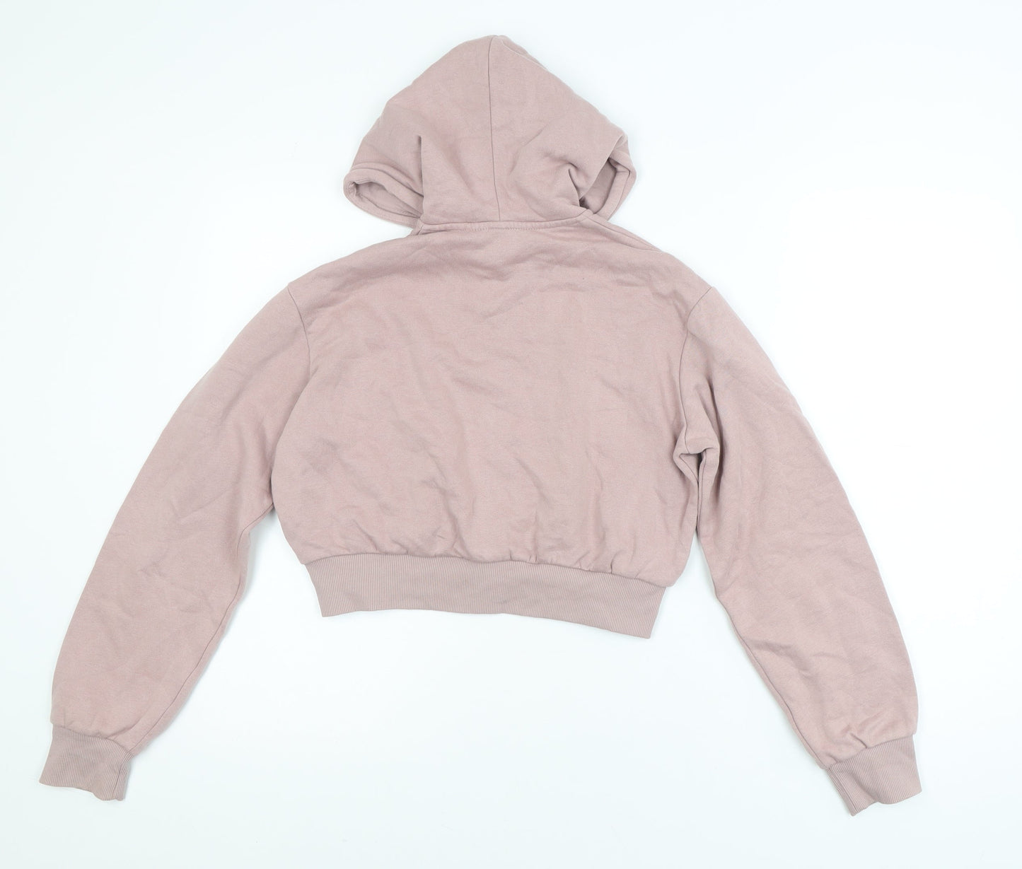 H&M Divided Womens Pink XS Cropped Hooded Full Zip Basic Jacket