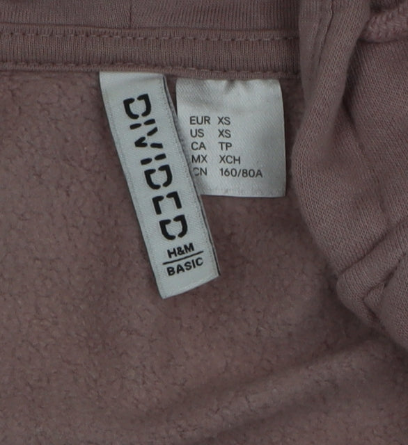 H&M Divided Womens Pink XS Cropped Hooded Full Zip Basic Jacket