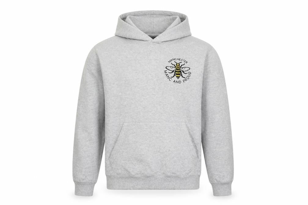 Printopolis Men’s Grey Manc and Proud Pullover Hoodie XS