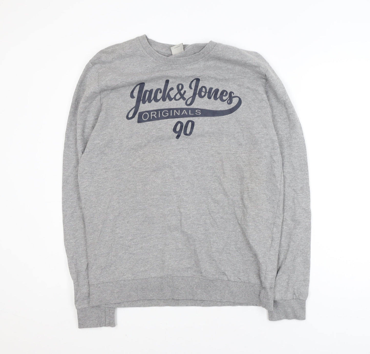 Jack & Jones Men’s Grey L Pullover Sweatshirt Crew Neck Logo
