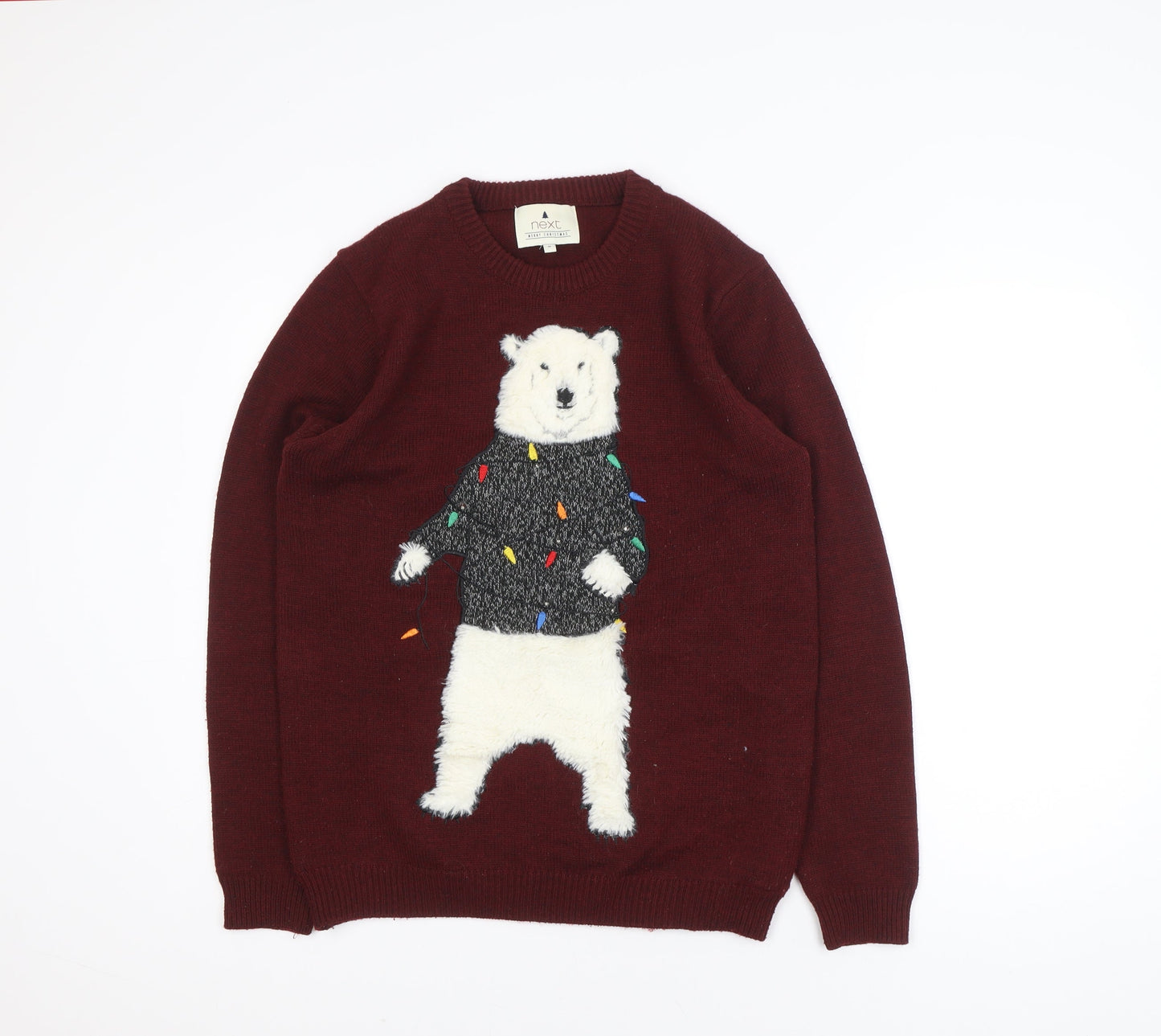 Next Women Burgundy Christmas Polar Bear Pullover Sweatshirt M