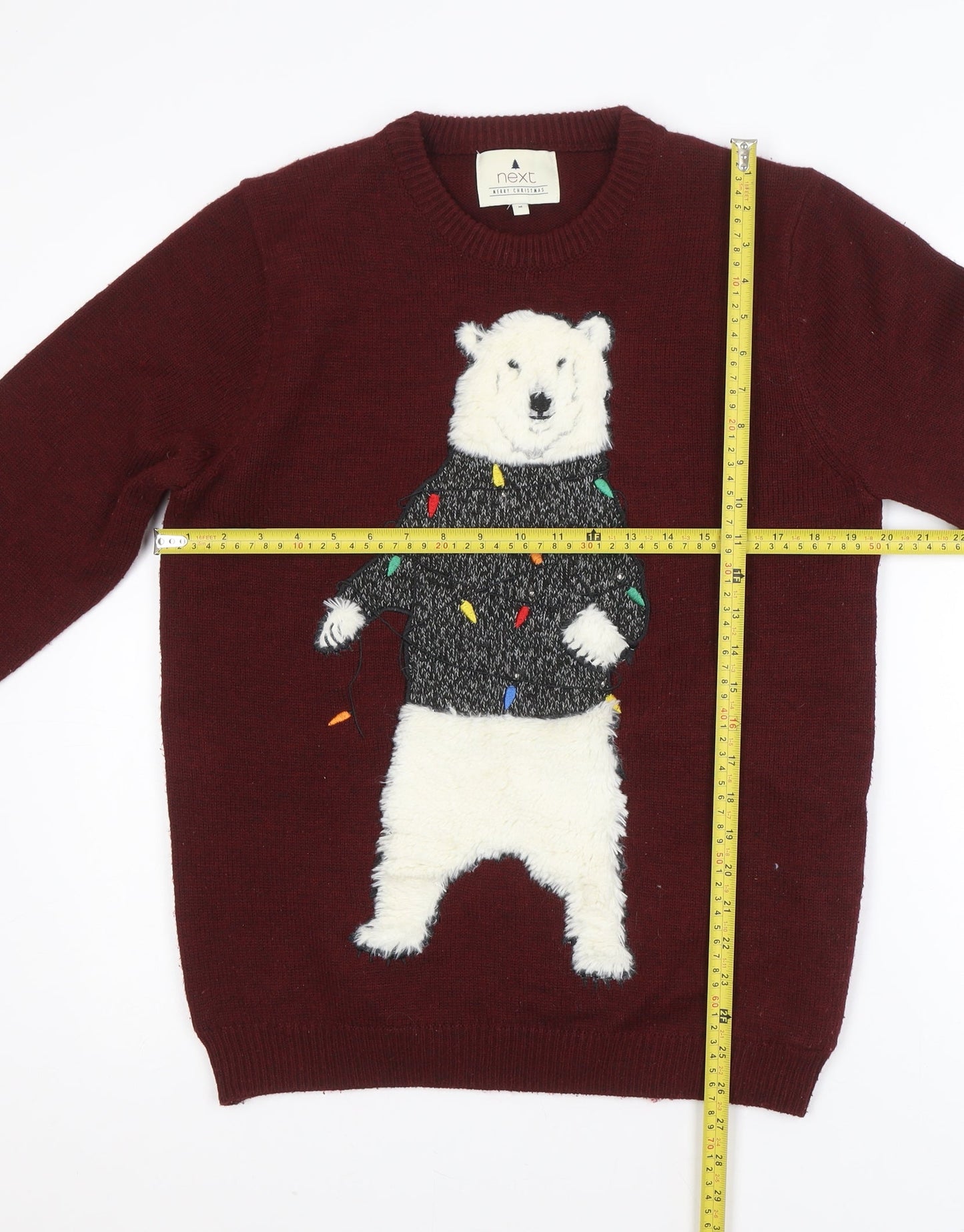Next Women Burgundy Christmas Polar Bear Pullover Sweatshirt M