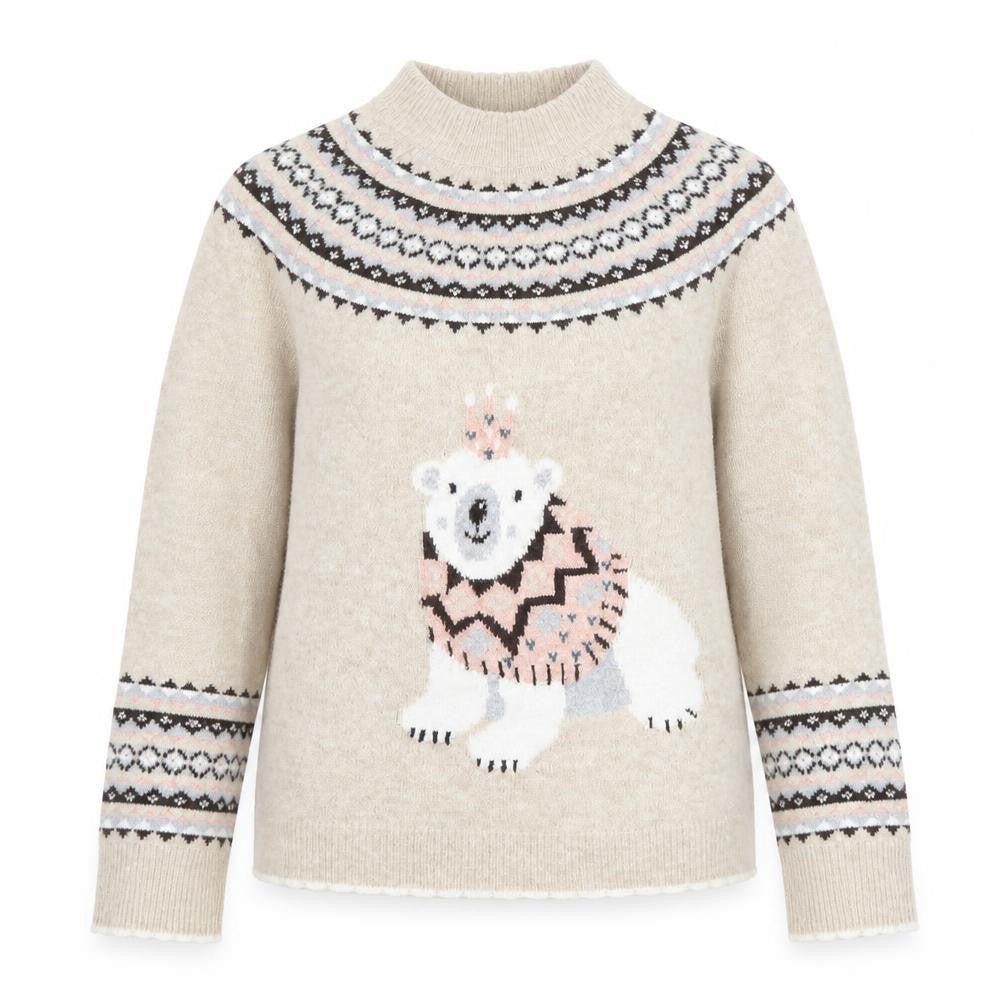 Next Womens Beige Christmas Polar Bear Fair Isle Jumper M
