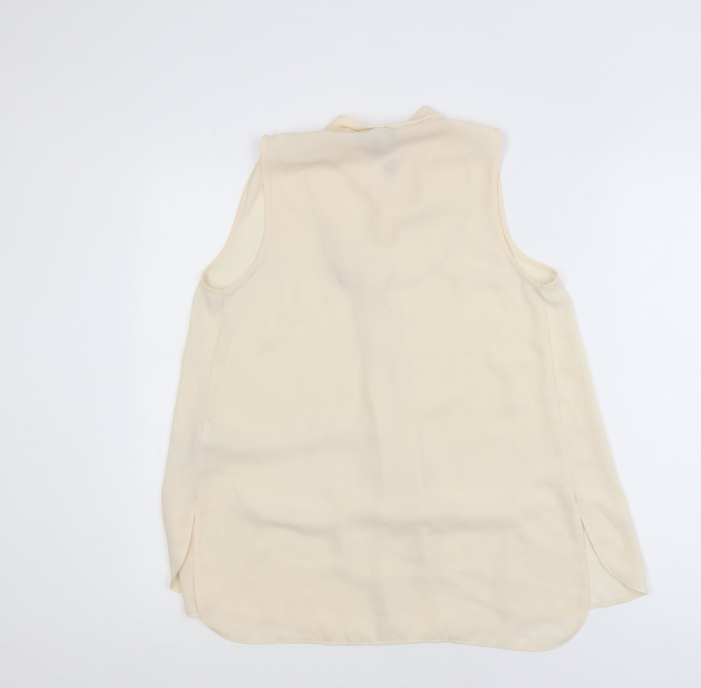 New Look Women Beige Chiffon Sleeveless V-Neck Blouse Size 10