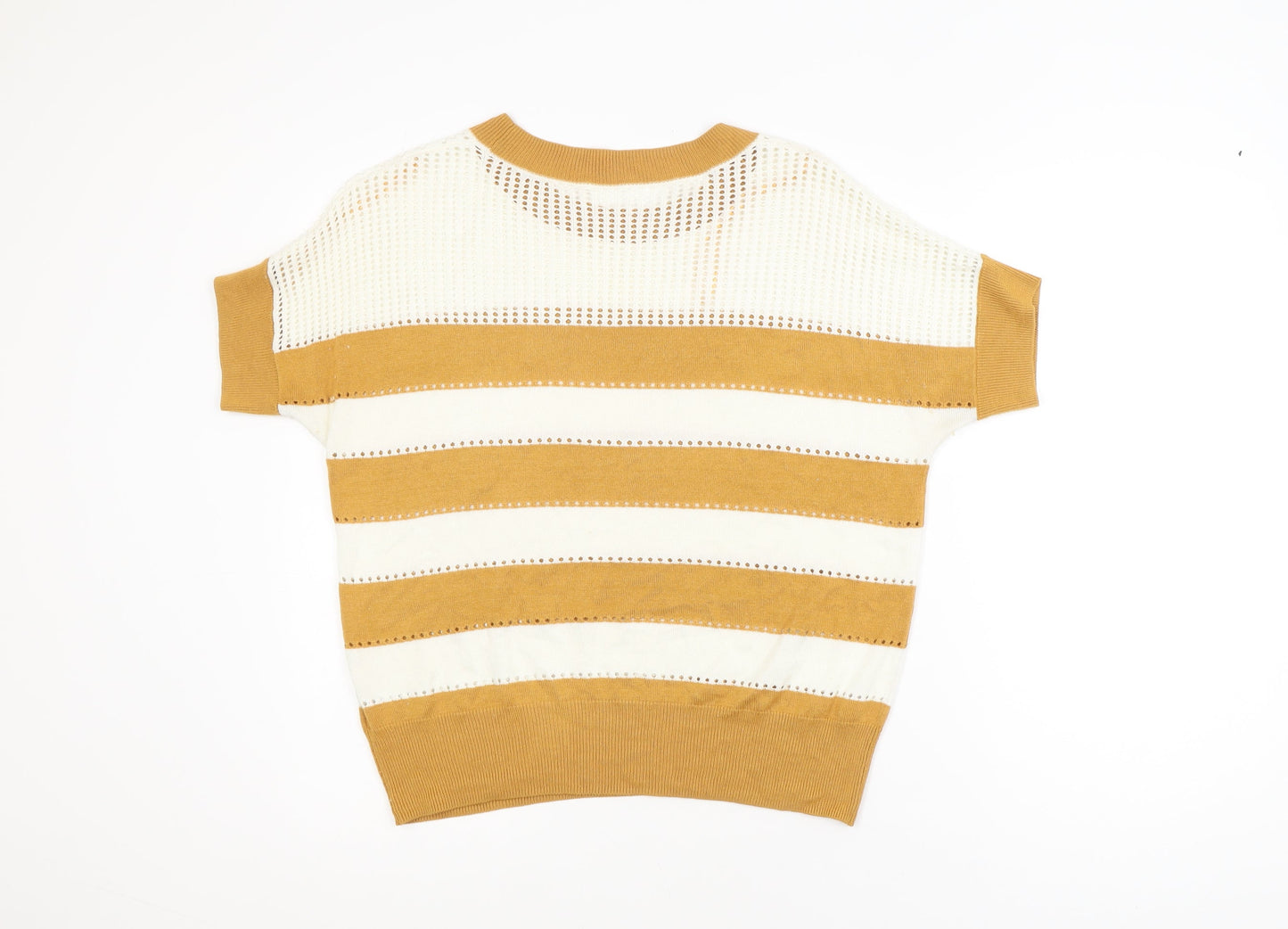 Next Women’s Brown Striped Knit Short Sleeve T-Shirt Size S