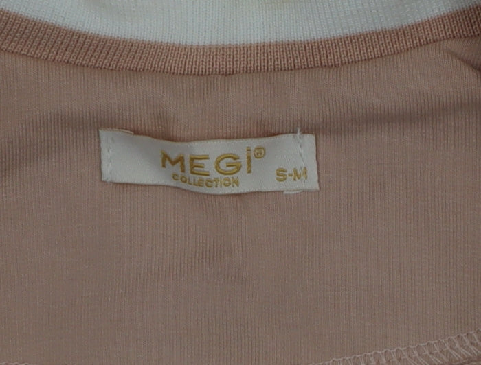 Megi Collection Women Beige Cotton Blend Blazer S-M Casual Long Sleeve
