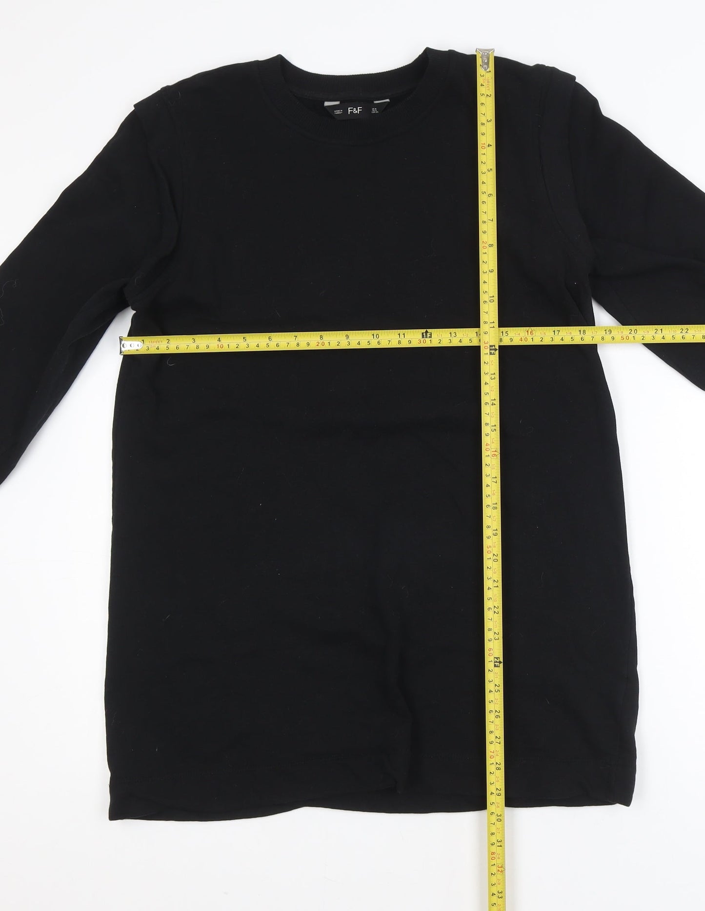 F&F Women's Black Long Sleeve Pullover Sweatshirt Dress UK 8
