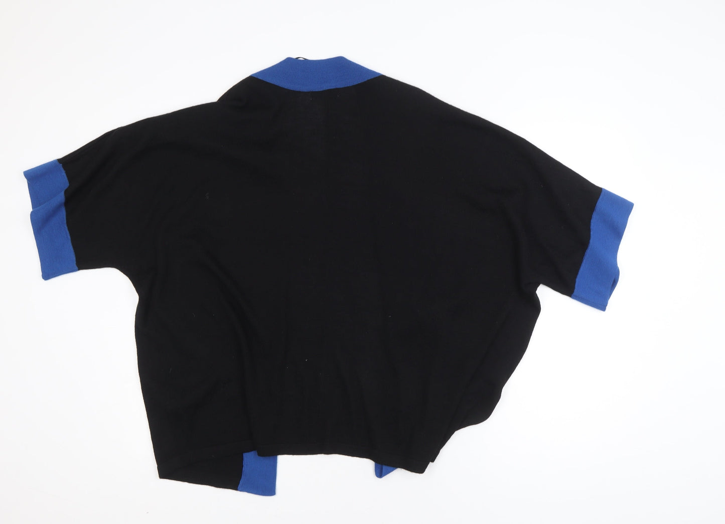Monsoon Women Black Blue Knit Open Dolman Cardigan L