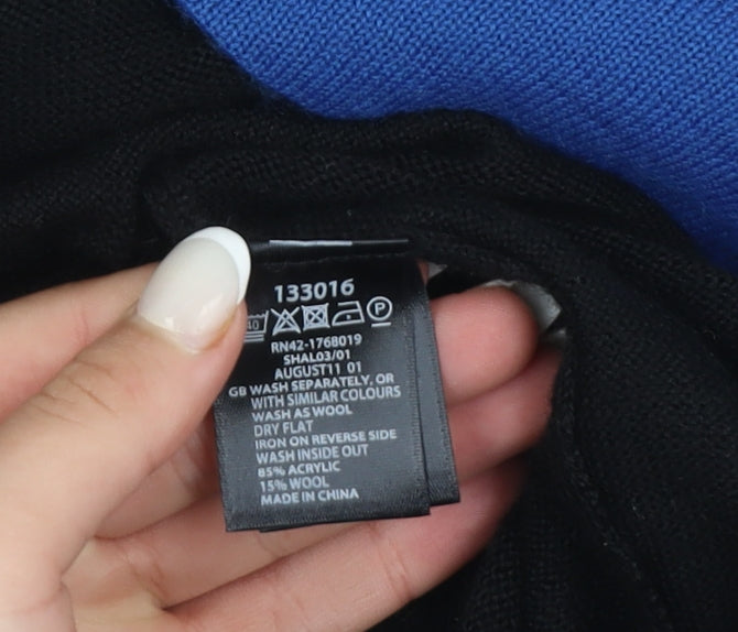 Monsoon Women Black Blue Knit Open Dolman Cardigan L