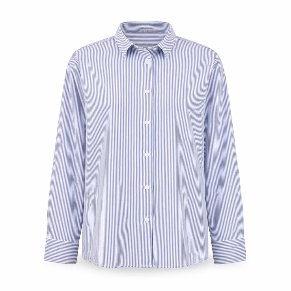Trutex Women's Blue Striped Button-Up Long Sleeve Shirt Size 8