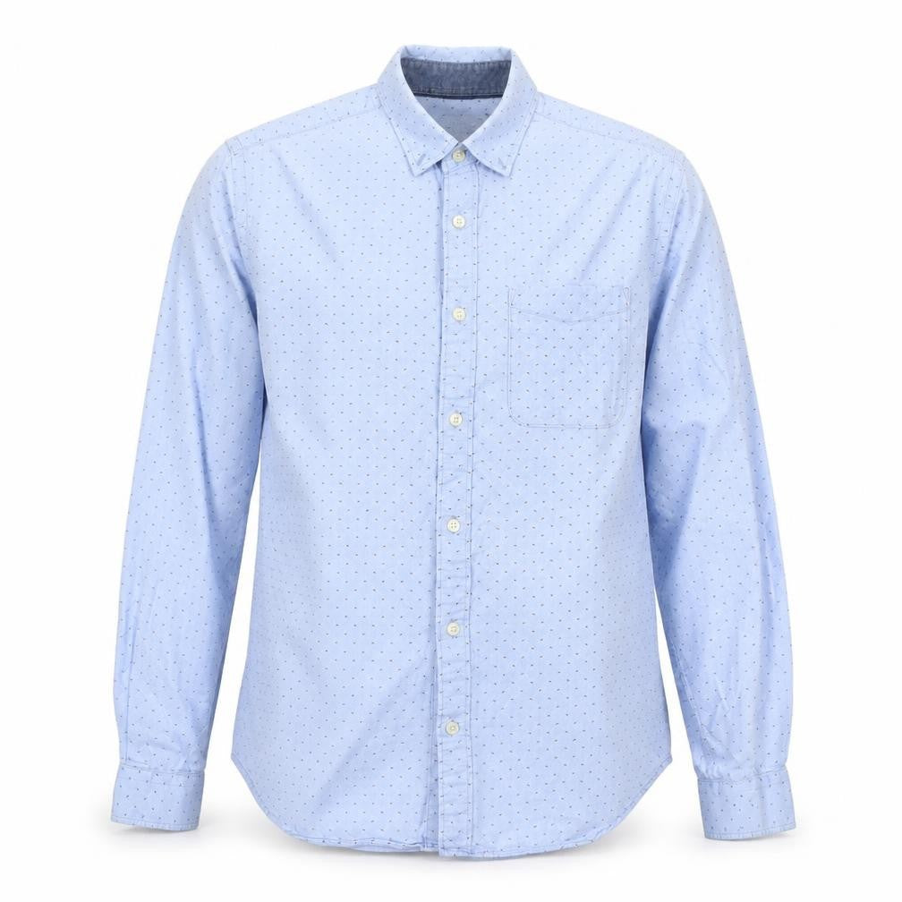 Jack & Jones Men's Blue Geometric Cotton Long Sleeve Shirt M