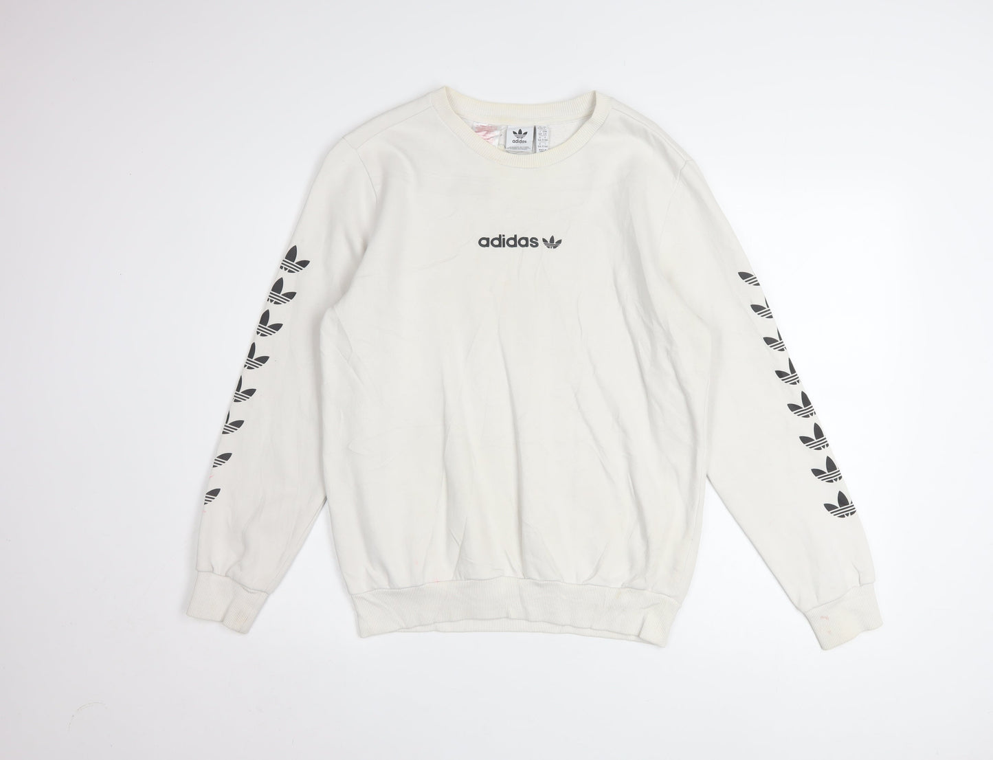 Adidas Boys Beige Crew Neck Pullover Sweatshirt L 13-14 Years