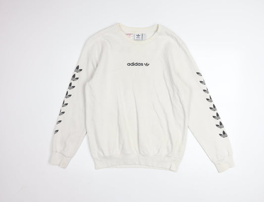 Adidas Boys Beige Crew Neck Pullover Sweatshirt L 13-14 Years