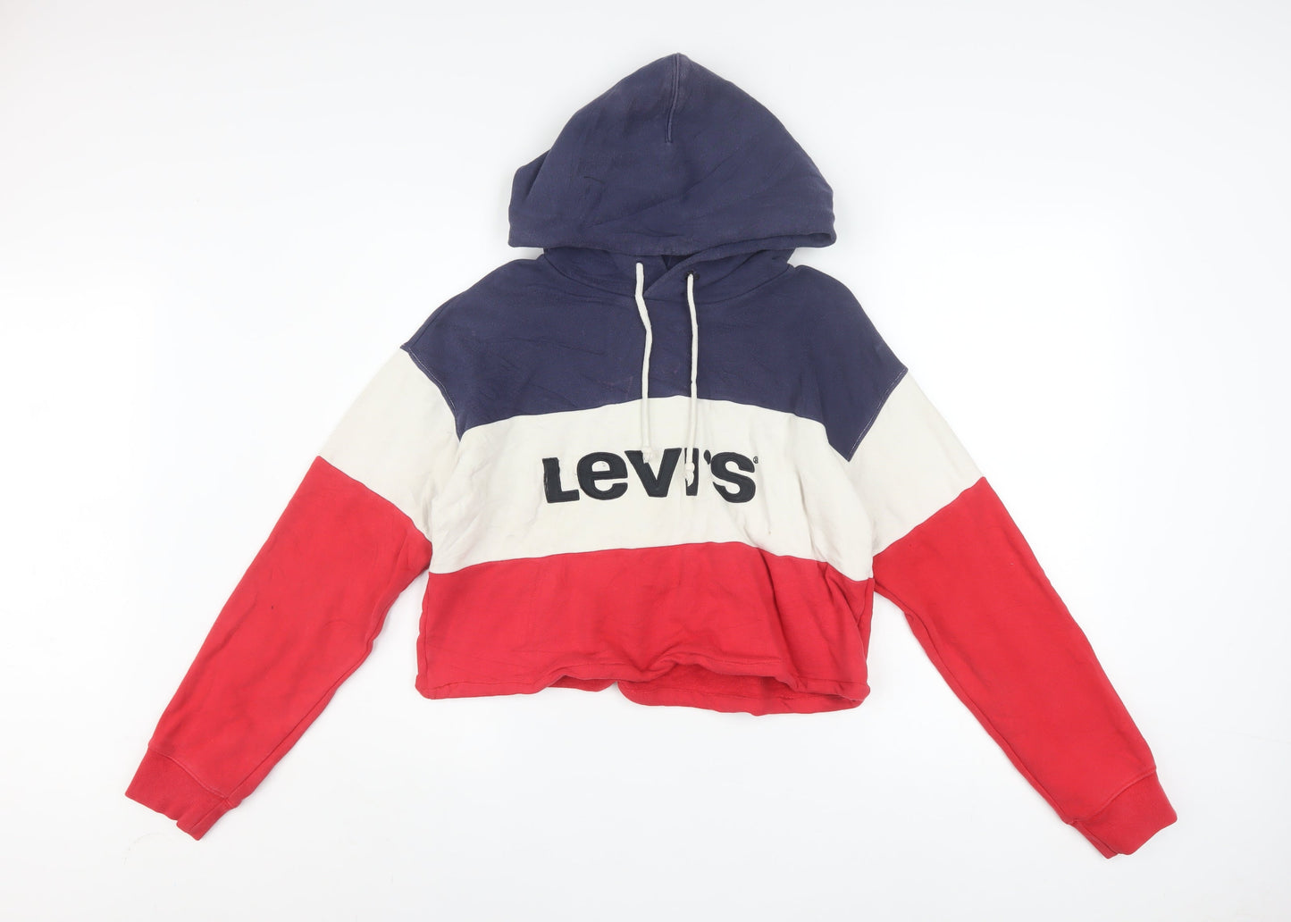 Levi's Women's Red White Blue Cropped Hoodie XS Cotton Colourblock