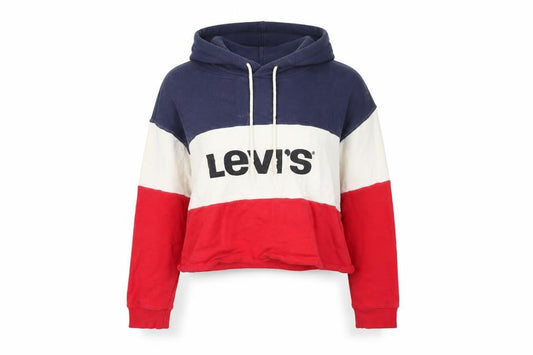 Levi's Women's Red White Blue Cropped Hoodie XS Cotton Colourblock