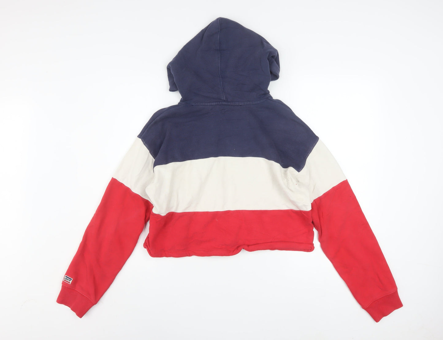 Levi's Women's Red White Blue Cropped Hoodie XS Cotton Colourblock