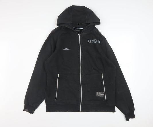 Umbro Men's Black Full Zip Hoodie L Sports Fleece Jacket