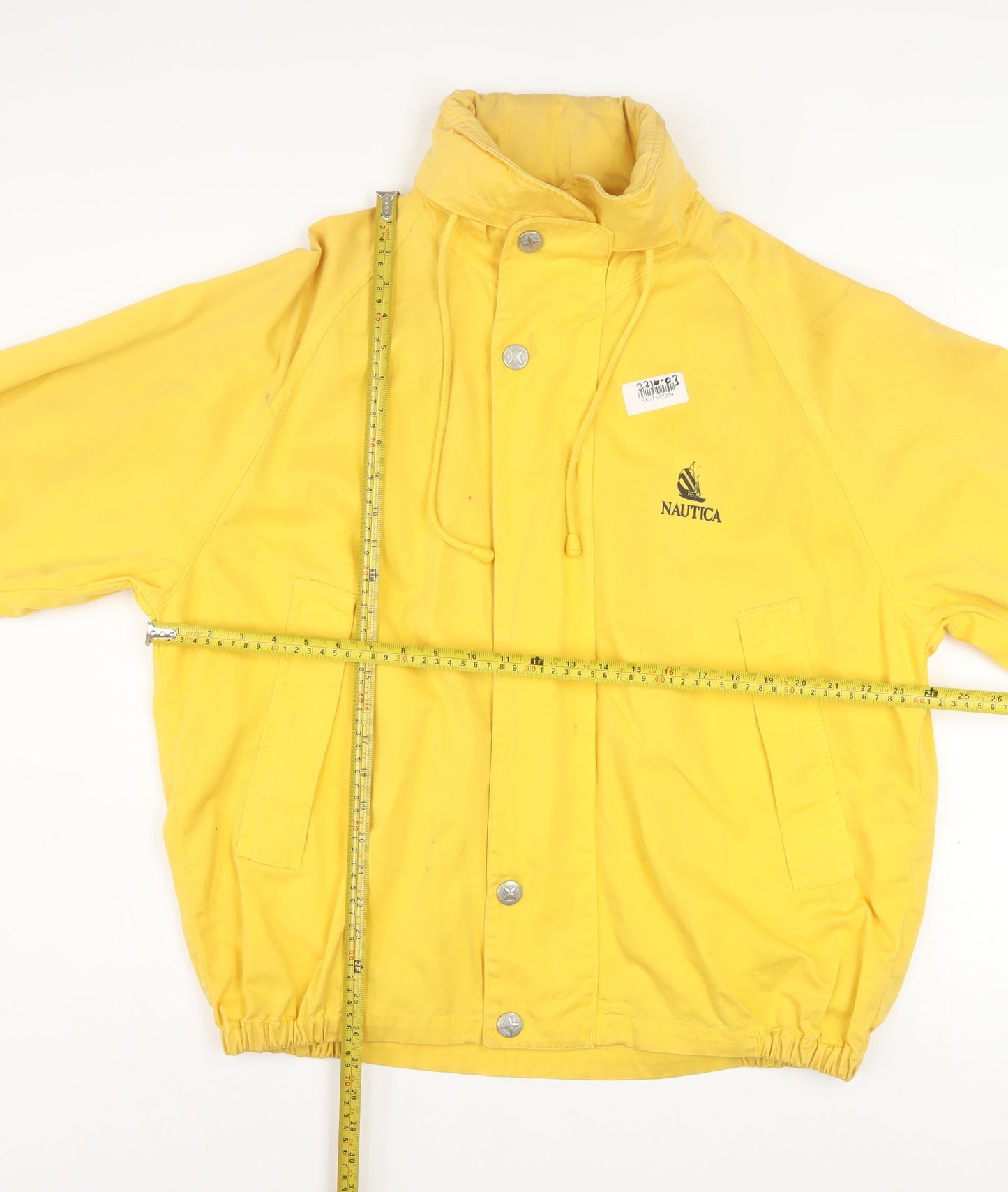 Nautica Men's Yellow Cotton Windbreaker Jacket L Retro Hooded