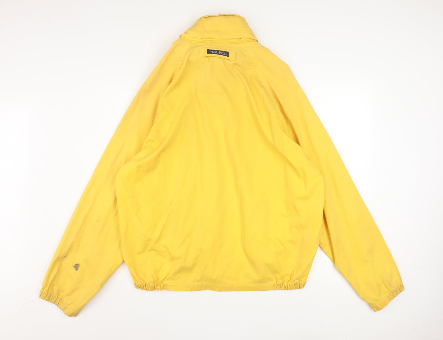 Nautica Men's Yellow Cotton Windbreaker Jacket L Retro Hooded