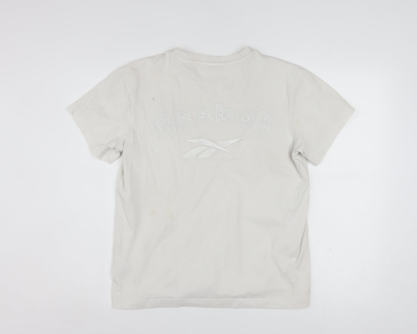 Reebok Women Ivory Cotton Short Sleeve T-Shirt S