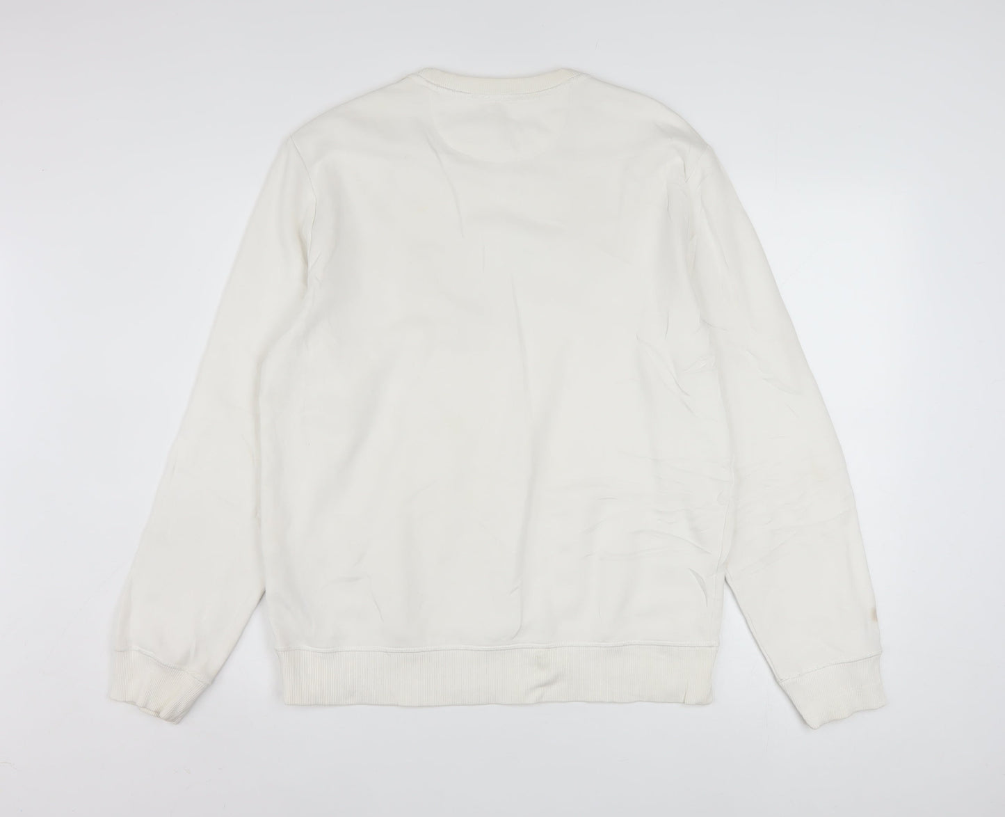 Calvin Klein Jeans Men's White Logo Sweatshirt M Pullover Crew Neck