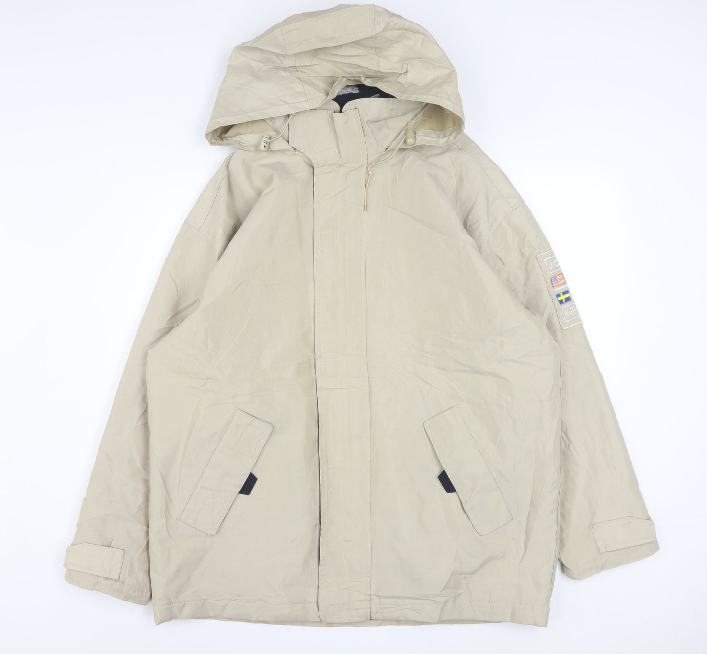 JM Sport Men's Beige Hooded Waterproof Parka Jacket Size M