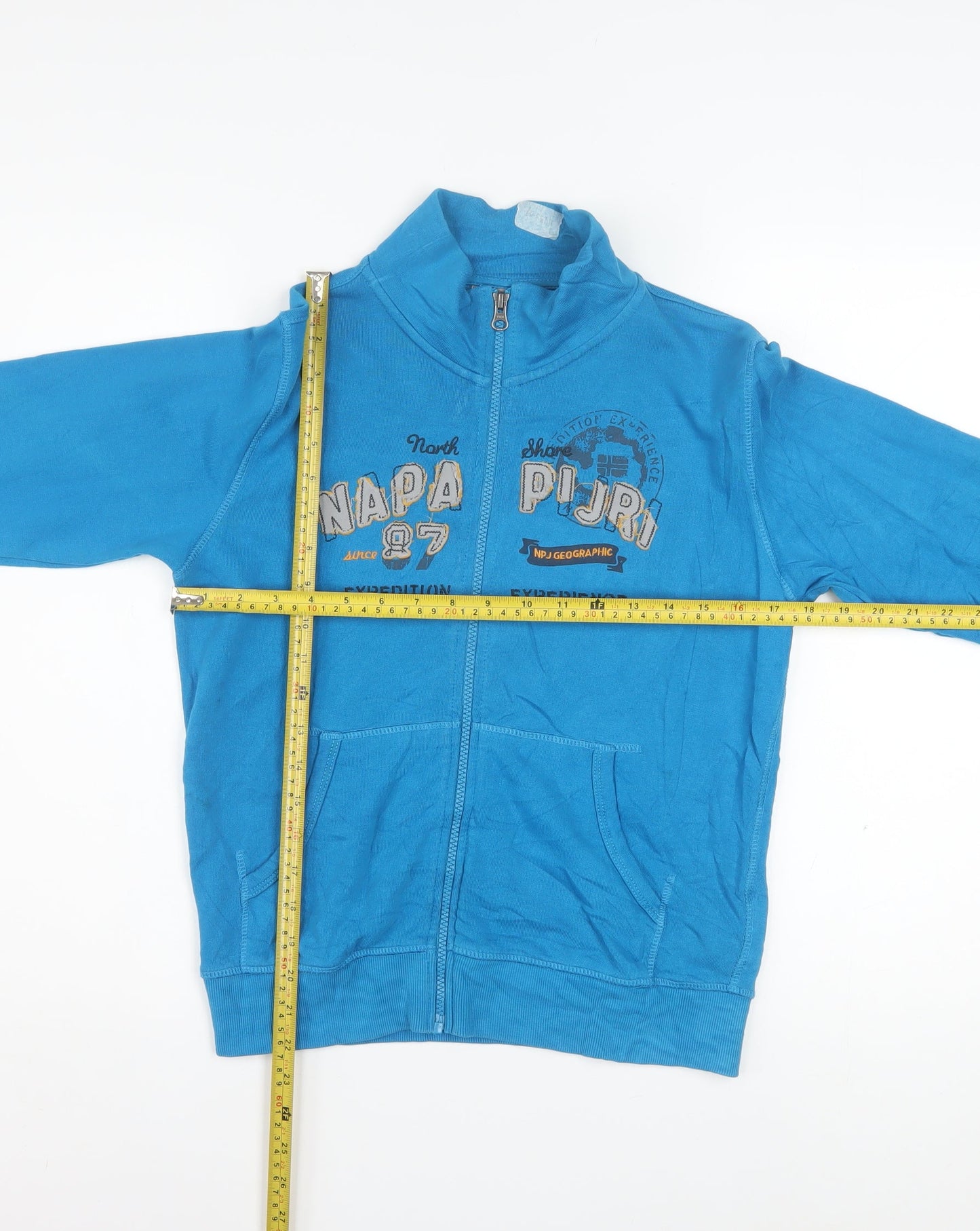Napapijri Boys Blue Track Jacket Size 12 Years Full Zip Logo Activewear