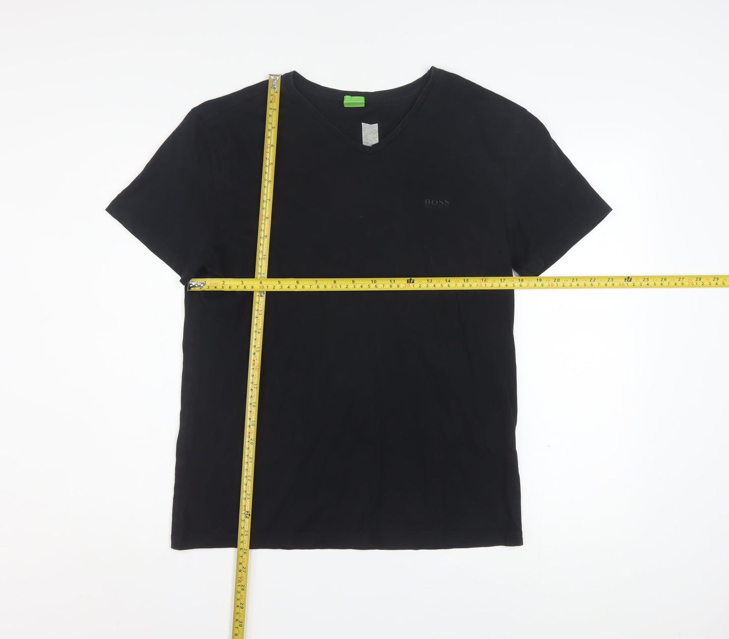 Hugo Boss Men Black Slim Fit V-Neck Cotton T-Shirt Size L