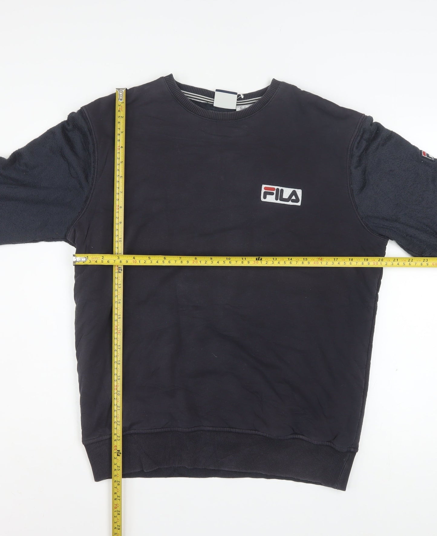 FILA Men's Black Medium Pullover Sweatshirt Crew Neck Logo Sportswear