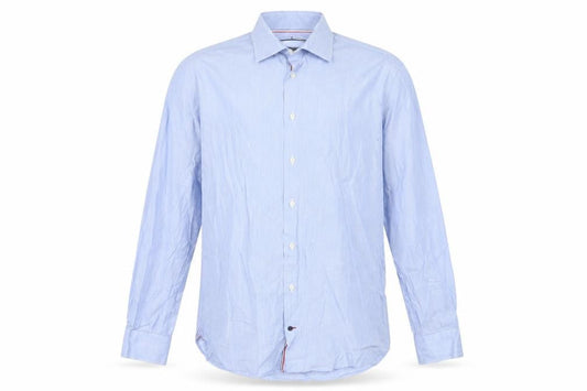 Tommy Hilfiger Men's Blue Striped Slim Fit Long Sleeve Button-Up Shirt Size 16