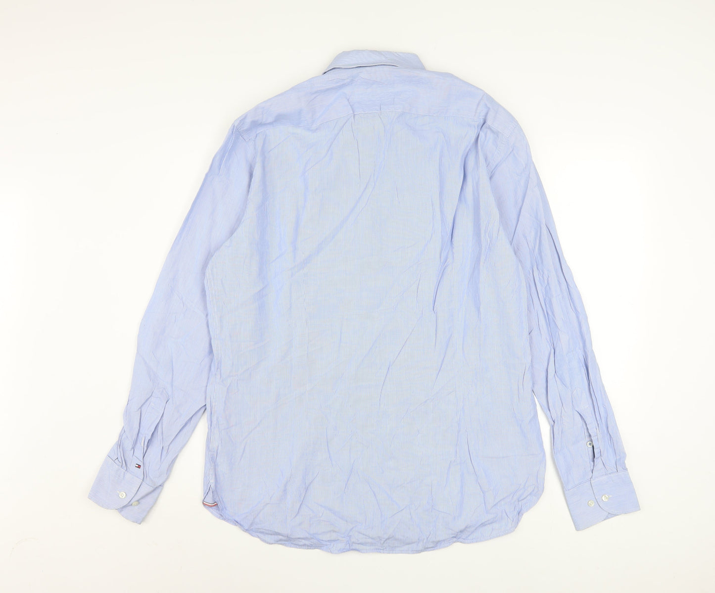 Tommy Hilfiger Men's Blue Striped Slim Fit Long Sleeve Button-Up Shirt Size 16
