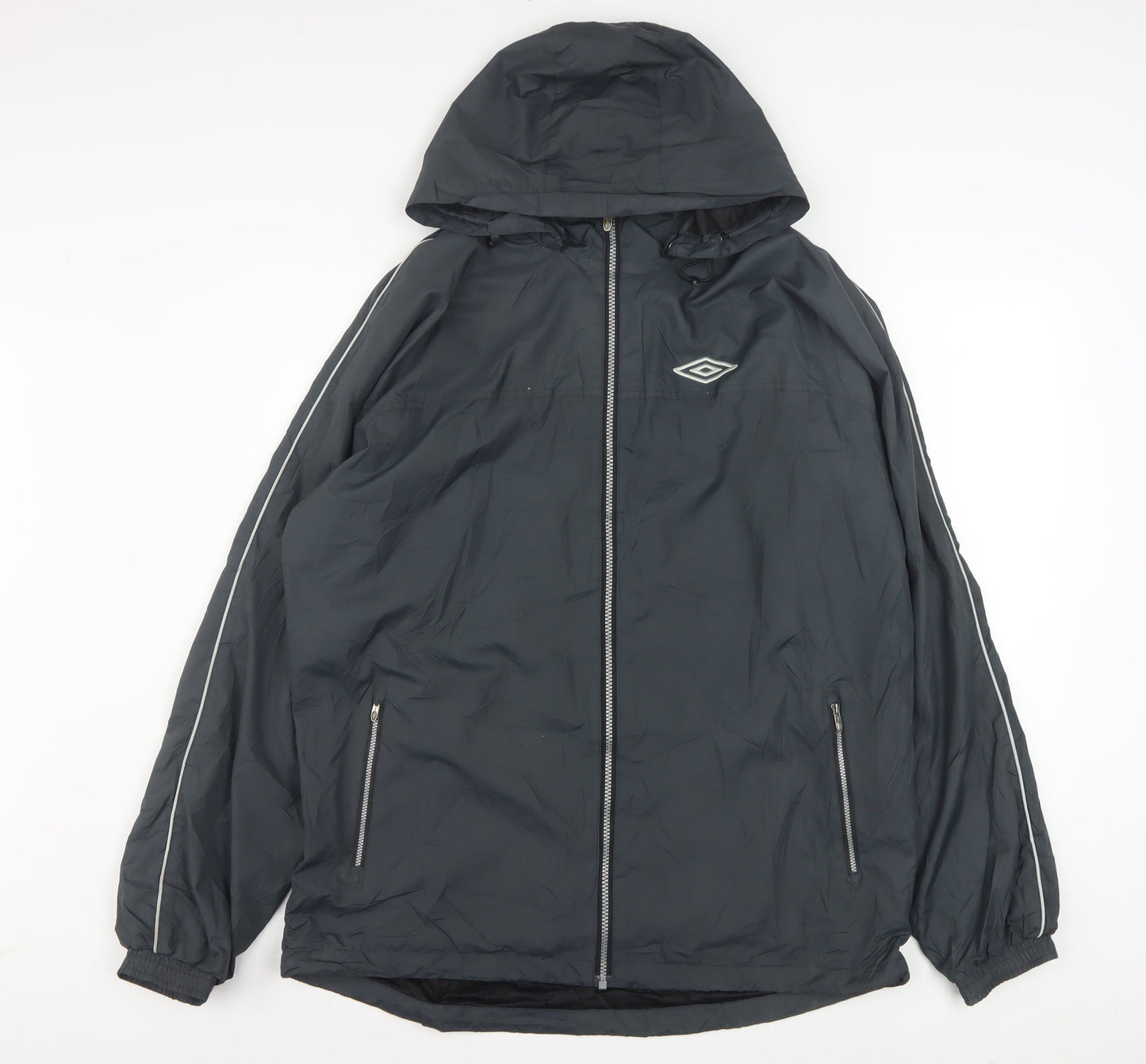 Umbro Mens Black XL Hooded Windbreaker Jacket