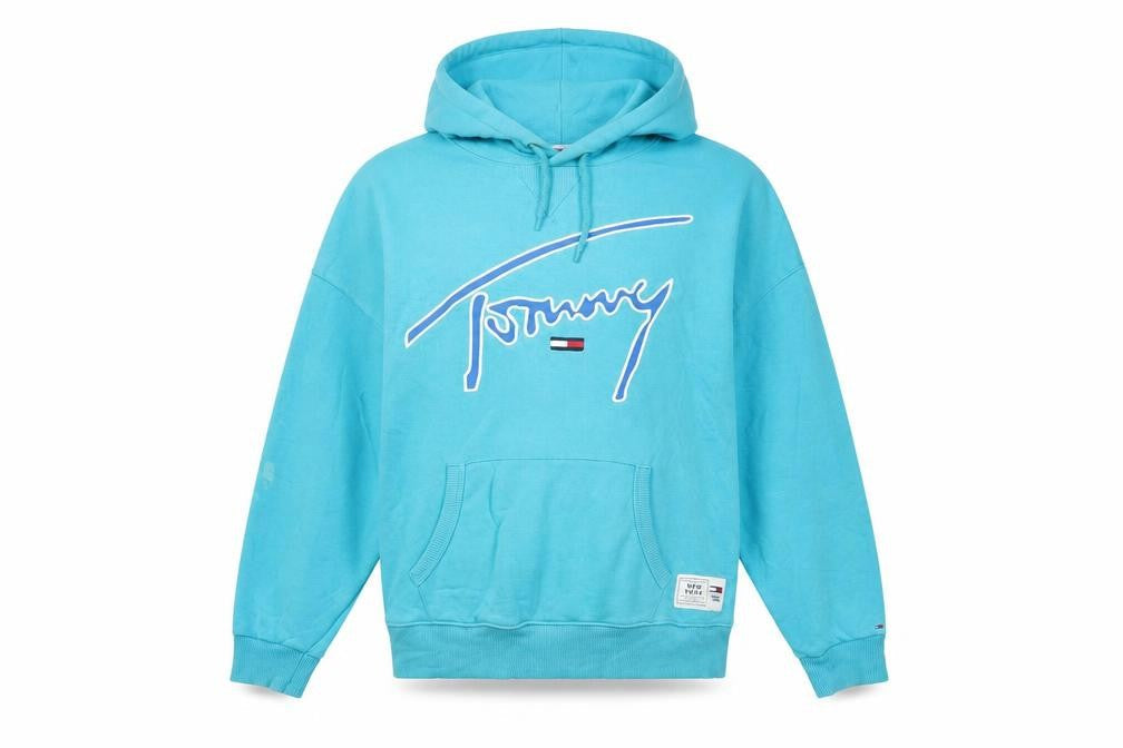 Tommy Jeans Mens Blue XS Pullover Hoodie Logo Graphic Cotton