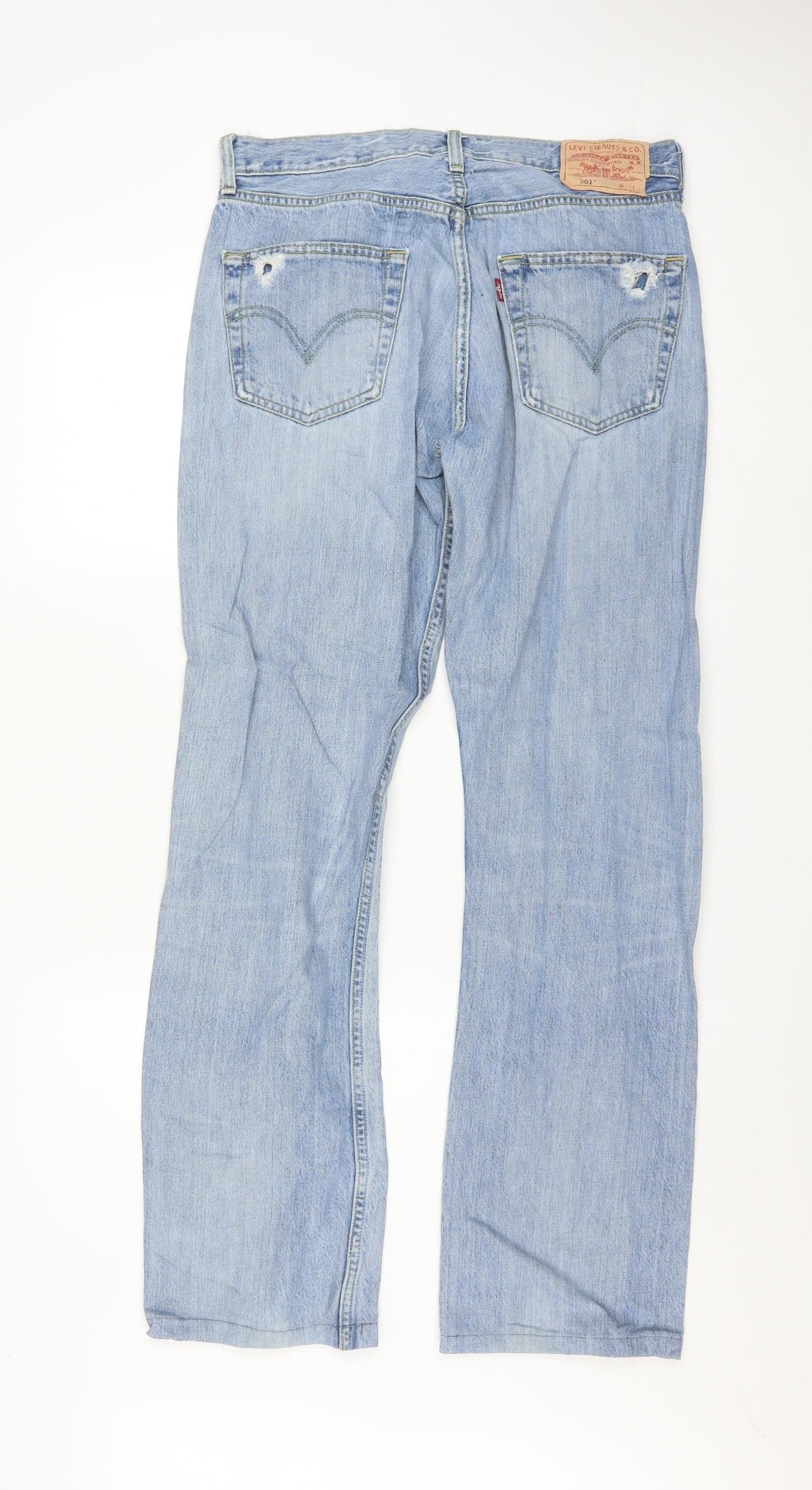 Levi's 501 Men's Blue Distressed Straight Leg Jeans 32x34