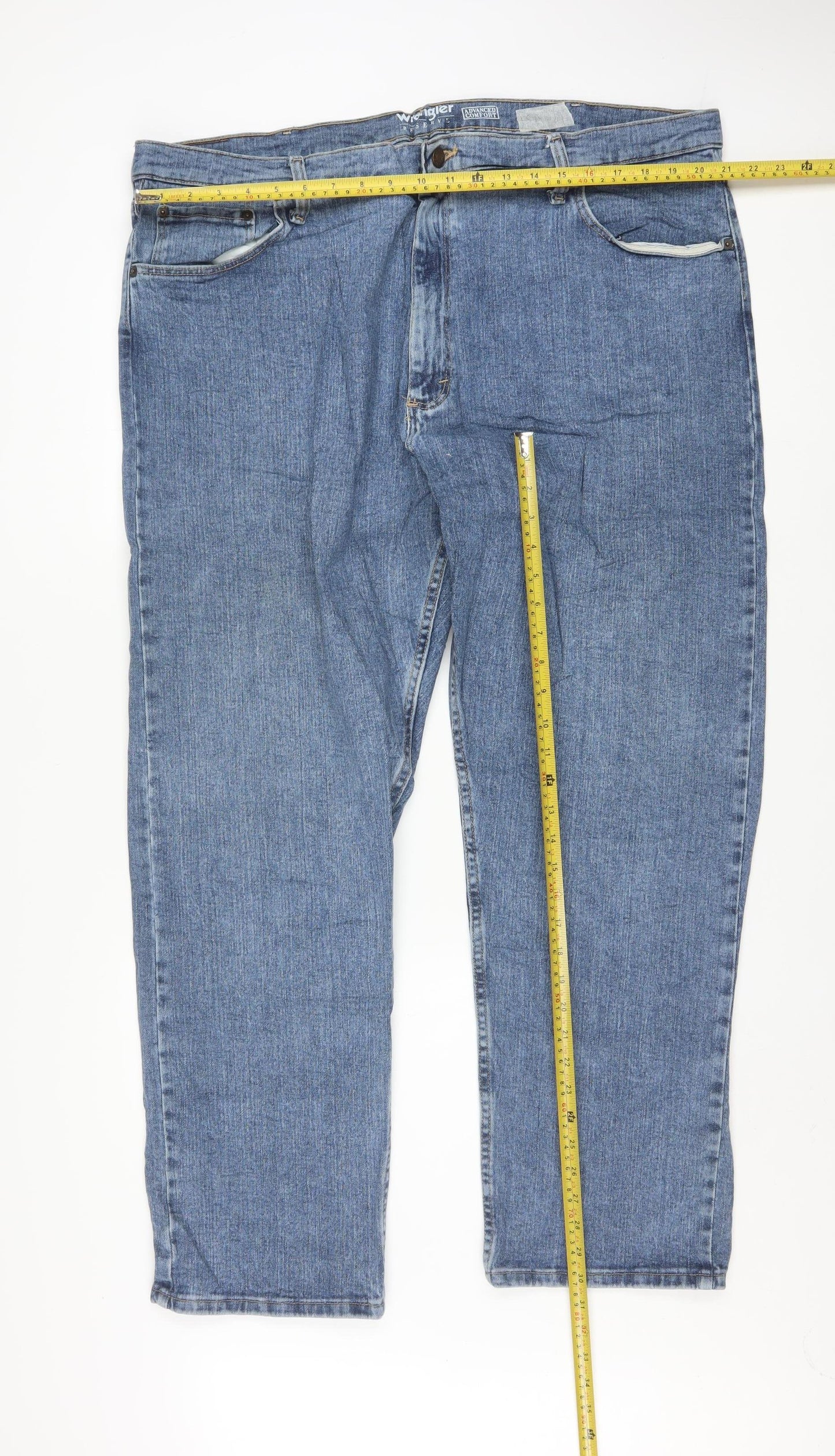 Wrangler Men's Blue Straight Fit Denim Jeans 42x30 Big & Tall