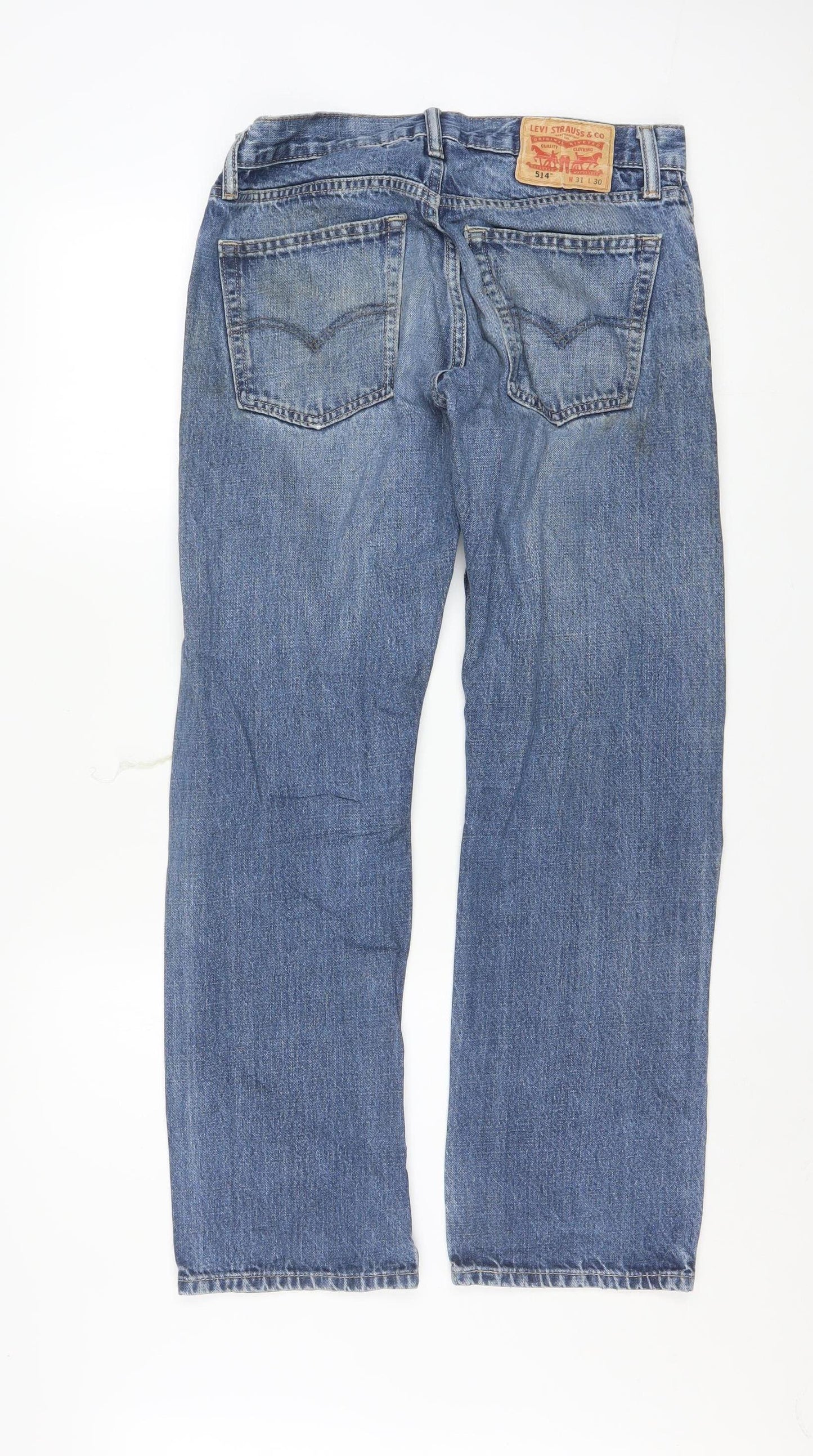 Levi's 514 Men's Blue Straight Denim Jeans W31 L30 Distressed Cotton