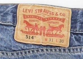 Levi's 514 Men's Blue Straight Denim Jeans W31 L30 Distressed Cotton