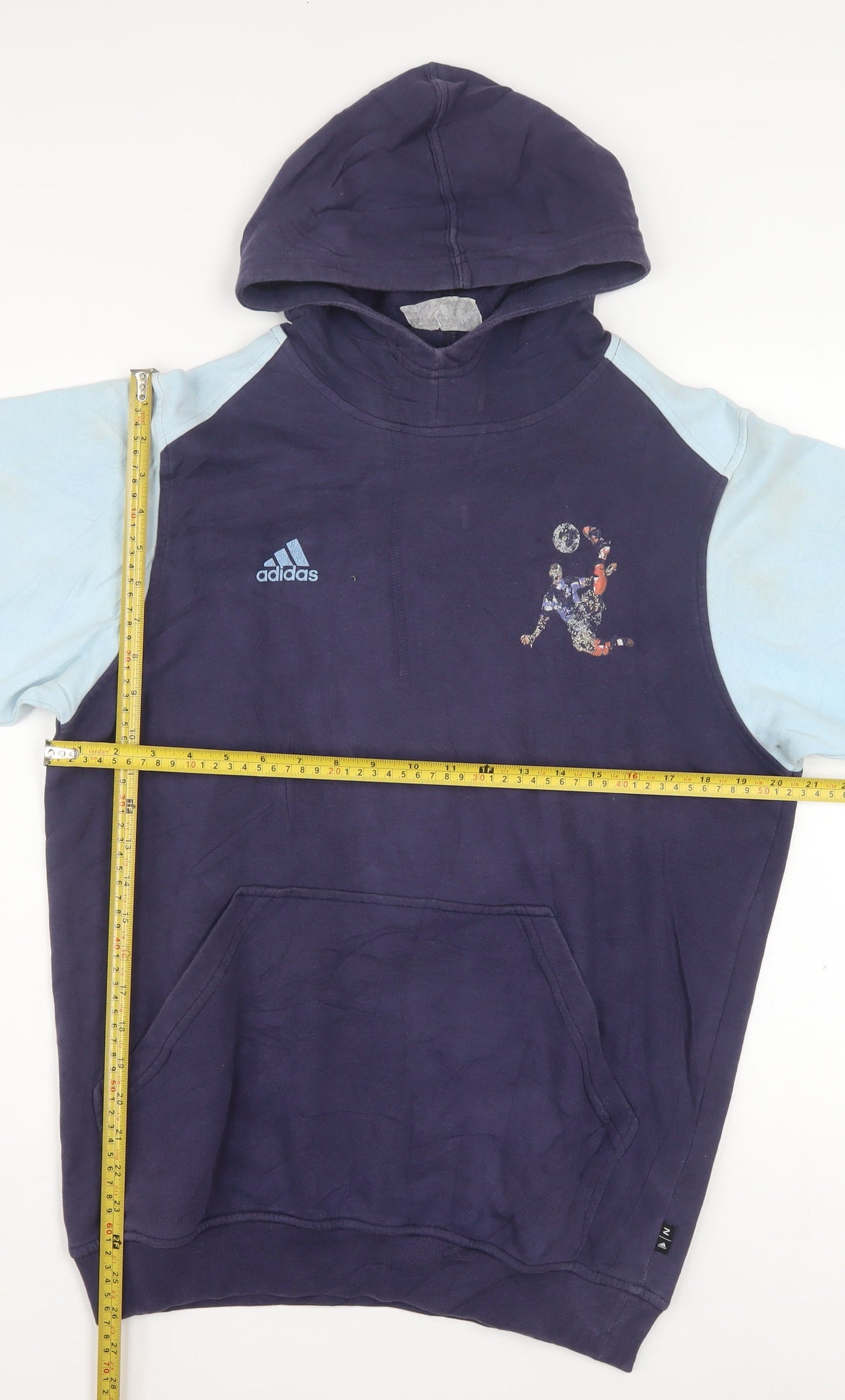 Adidas Men's Blue XL Pullover Hoodie with Football Graphic