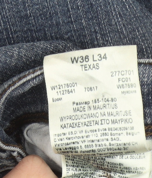 Wrangler Mens Blue Texas Straight Denim Jeans W36 L34