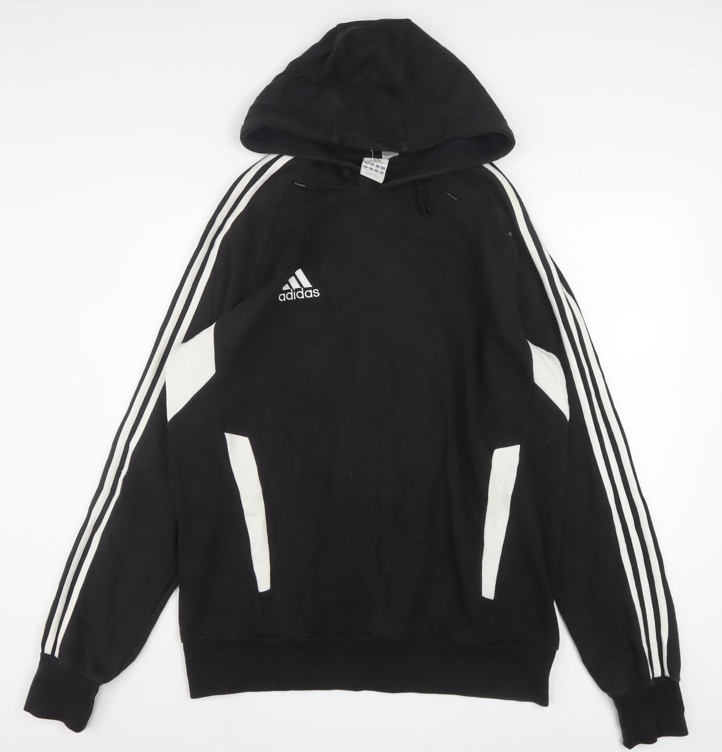 Adidas Men's Black 2XL Pullover Hoodie with Logo Detail