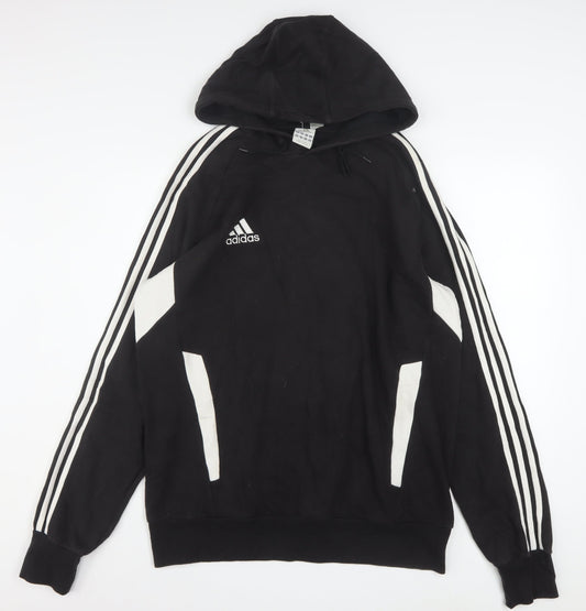 Adidas Men's Black 2XL Pullover Hoodie with Logo Detail