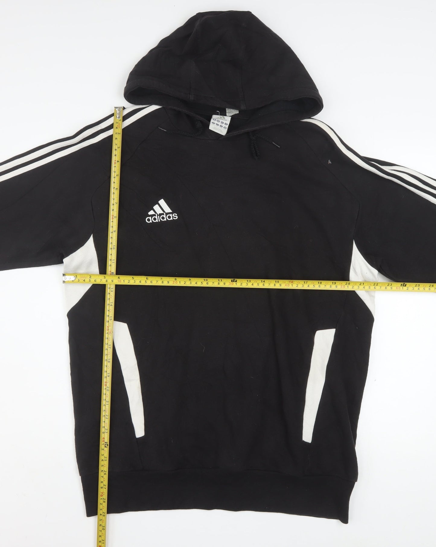 Adidas Men's Black 2XL Pullover Hoodie with Logo Detail