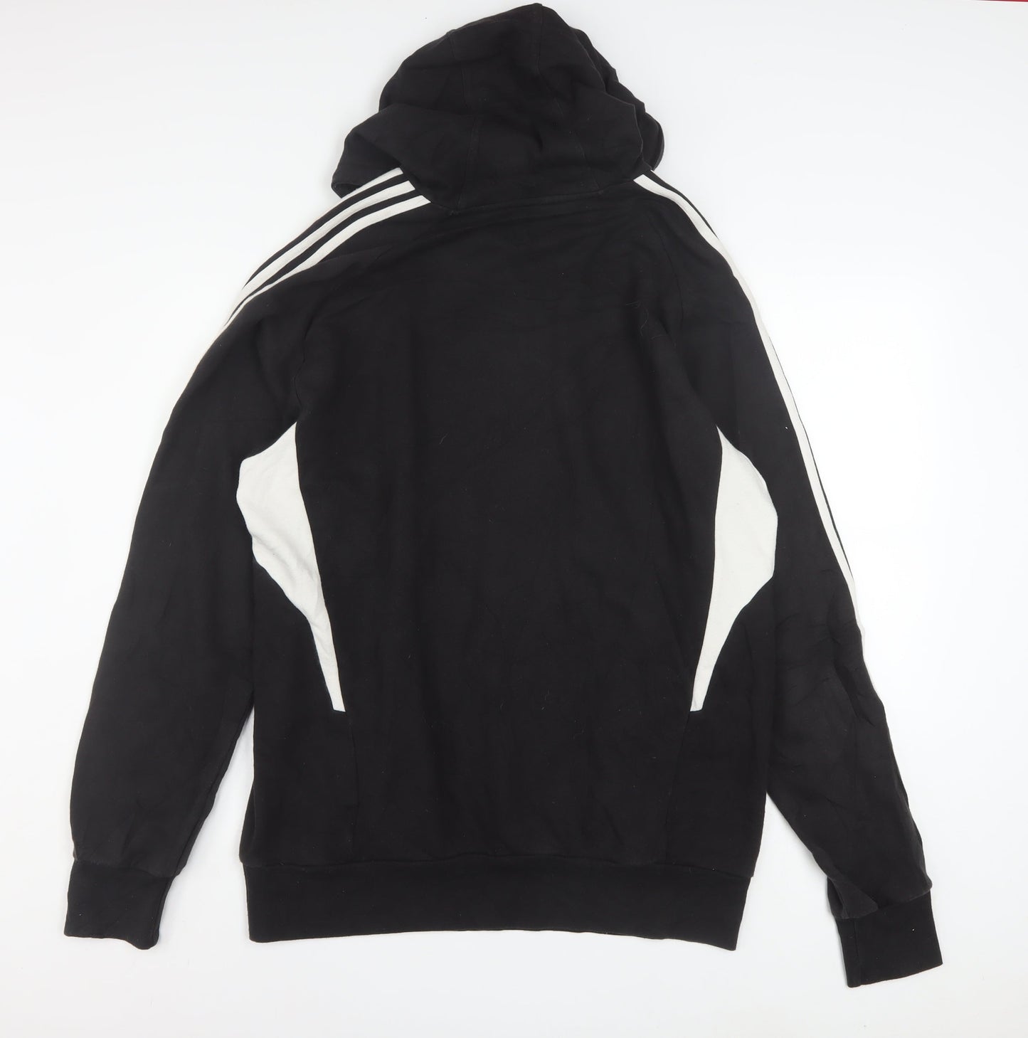 Adidas Men's Black 2XL Pullover Hoodie with Logo Detail