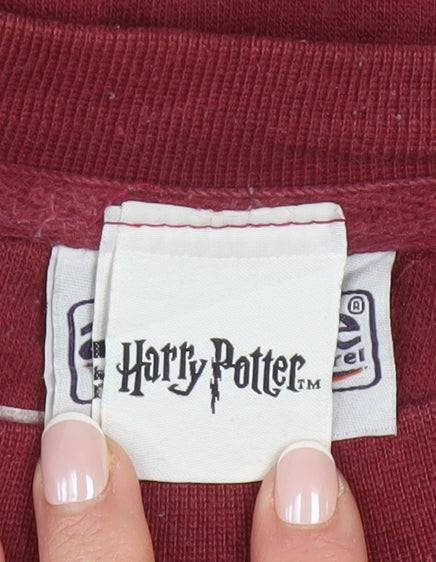 Harry Potter Men’s Red Hogwarts Pullover Sweatshirt Size S