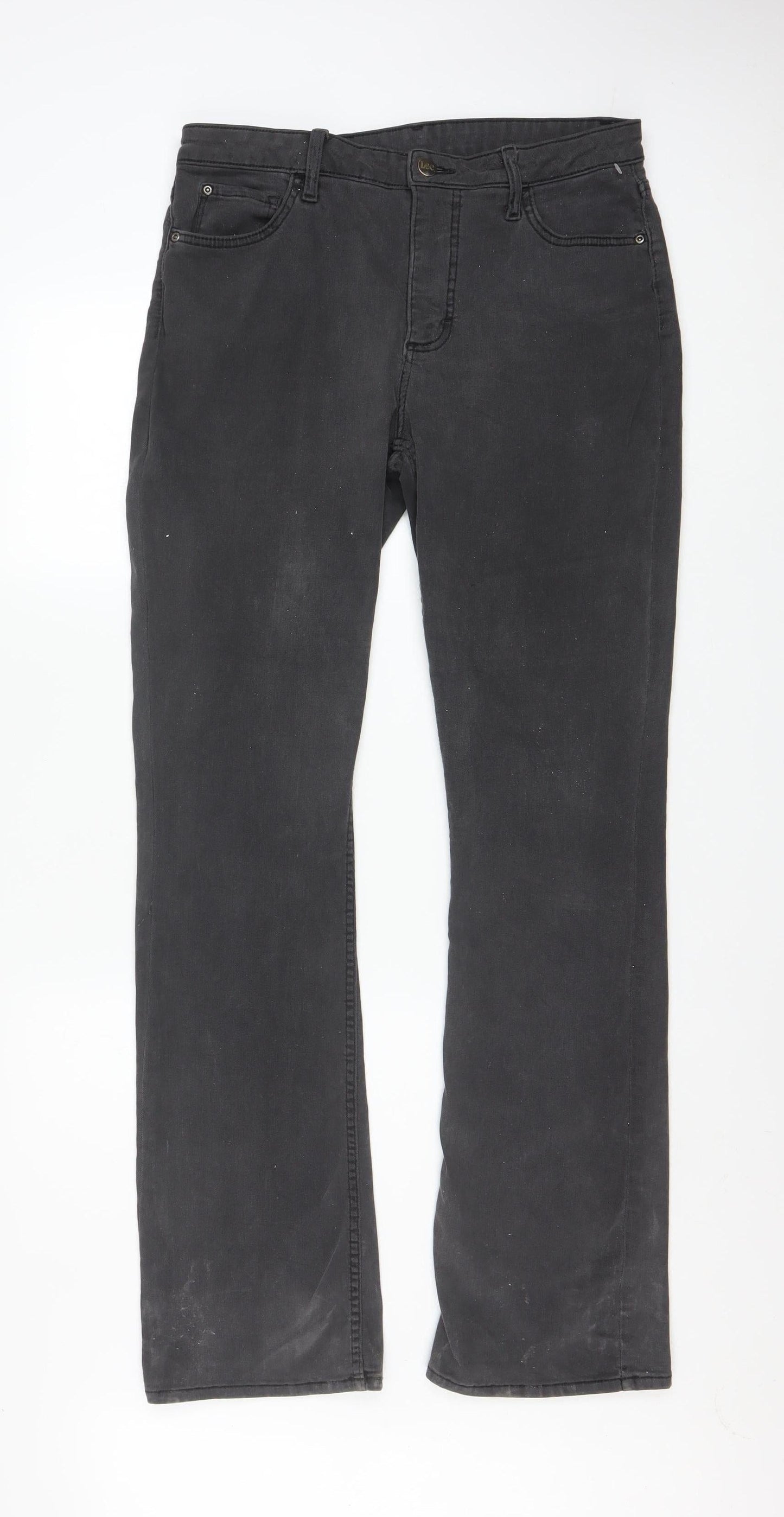 Lee Womens Black Straight Leg Jeans Size 14L Stretch Denim