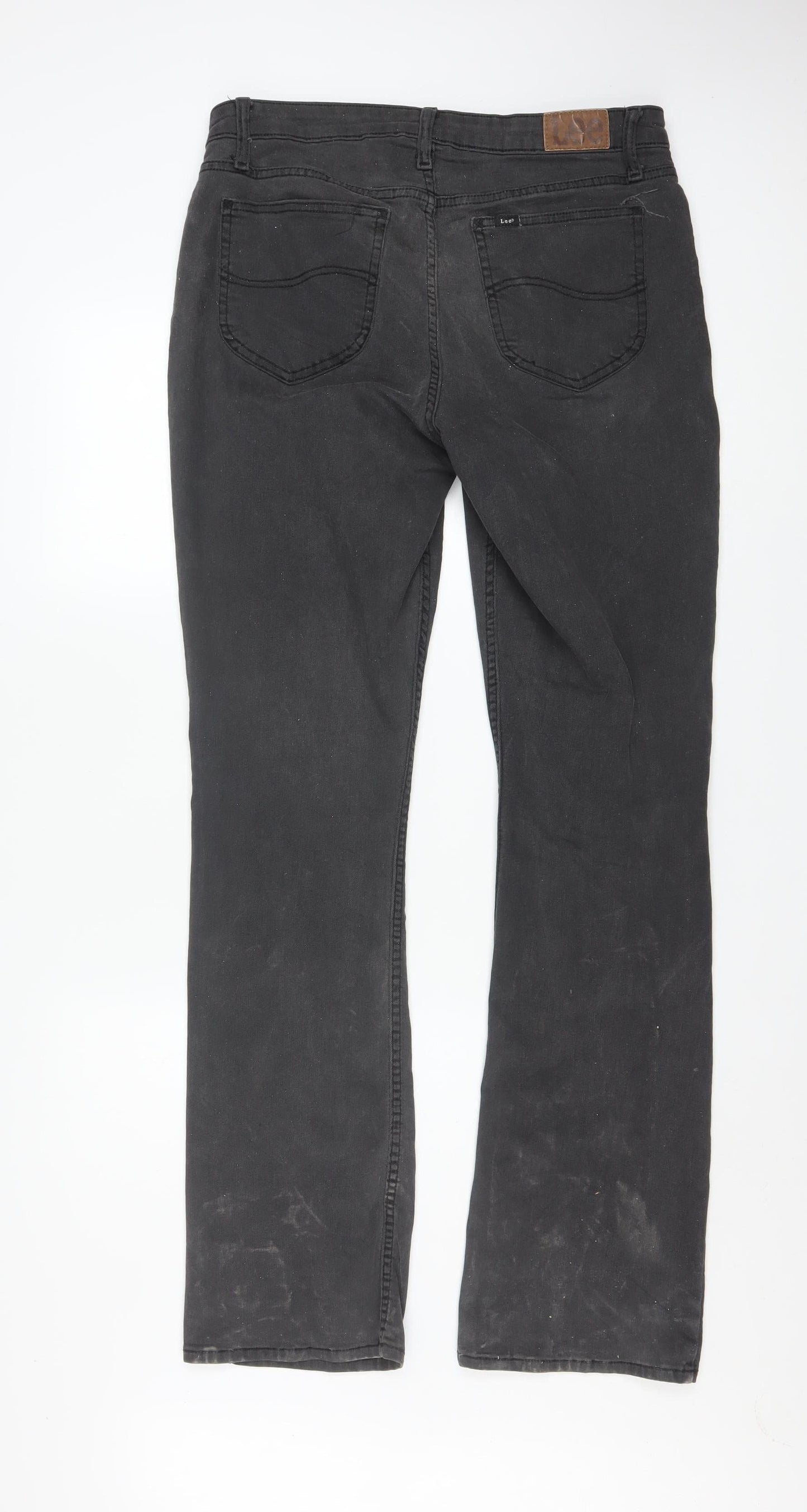 Lee Womens Black Straight Leg Jeans Size 14L Stretch Denim